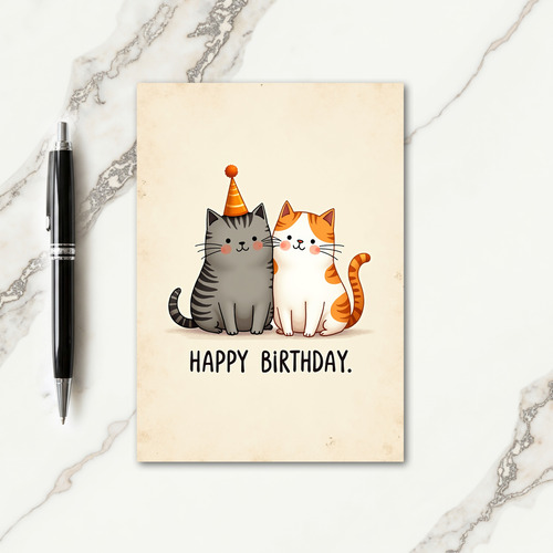 Cat Friends Birthday Party Card
