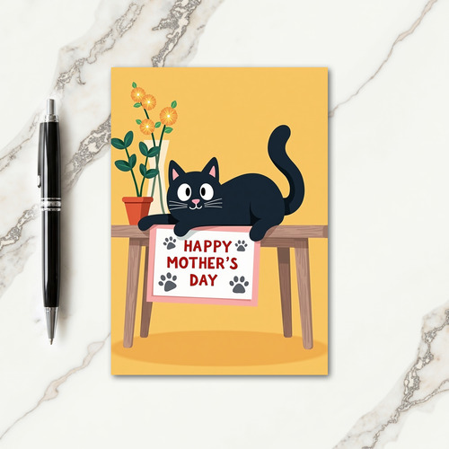 Cat Illustration Mothers Day Card