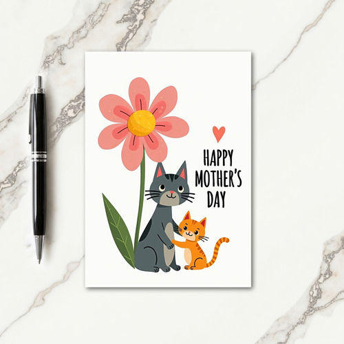 Cat Love Mothers Day Illustration Card