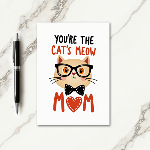 Cat Loves Mom Mothers Day Card
