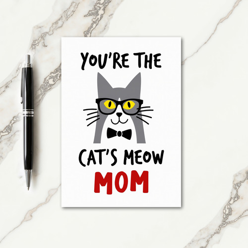Cat Mom Bow Tie Message Card
