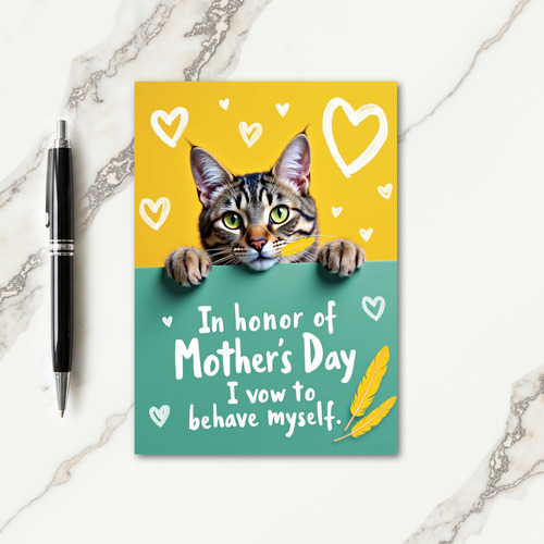 Cat Mothers Day Behave Card