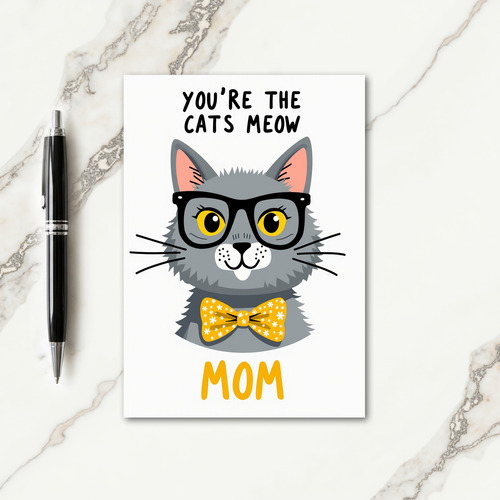 Cat Mothers Day Bow Tie Card