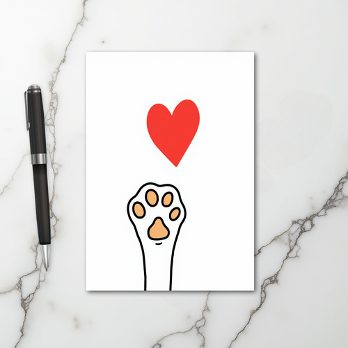 Cat Paw Love Heart Greeting Card