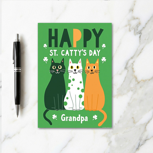 Cat Polka Dots Grandpa Card