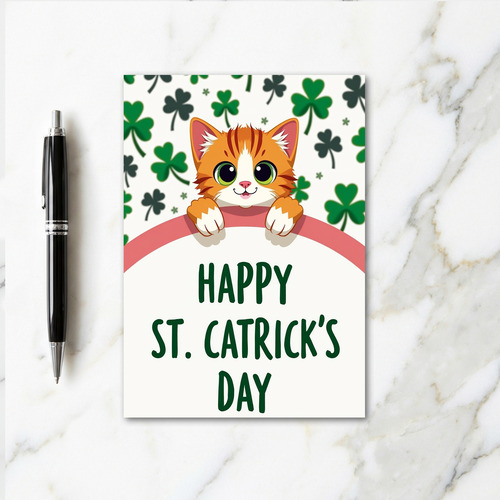 Cat Shamrock Pattern Card