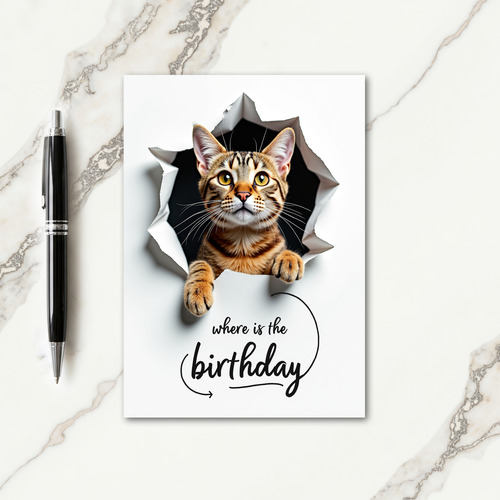 Cat Star Peek Birthday Card