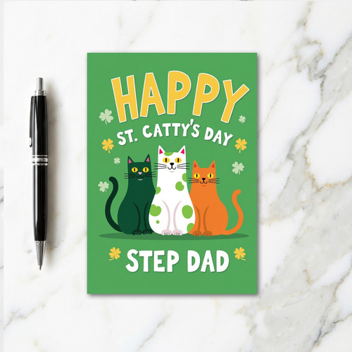 Cat Stripes Step Dad Happy Card