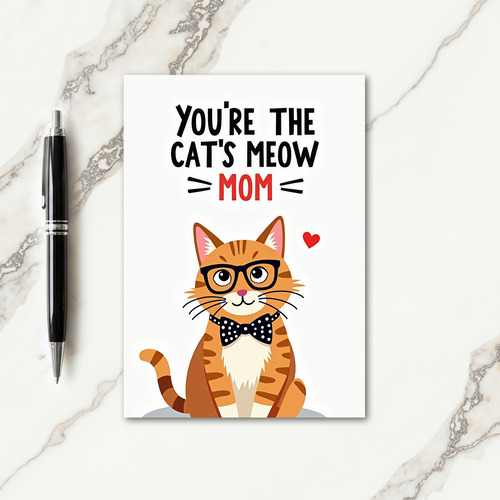 Cat With Heart Mothers Day Card