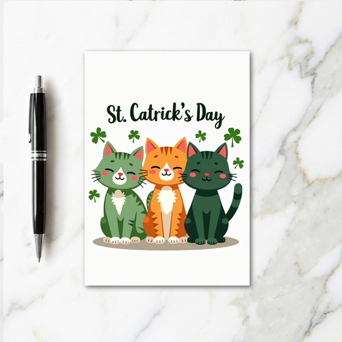 Catricks Day Green Feline Card