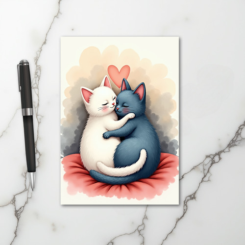 Cats In Love Hug Card