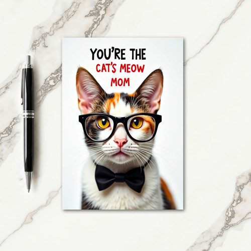 Cats Meow Mom Portrait Mothers Day Card