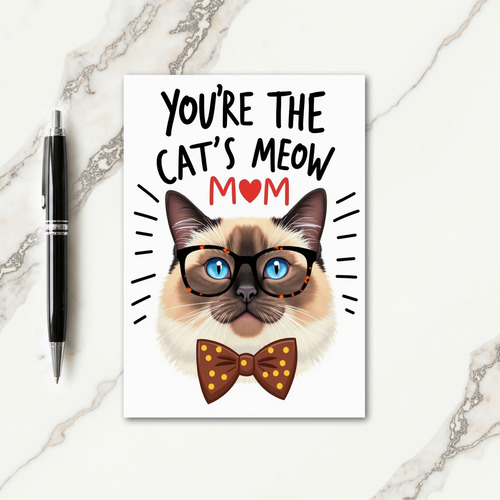 Cats Meow Moms Day Illustration Card