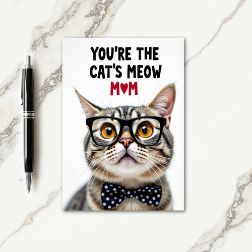 Cats Meow Moms Love Illustration Card