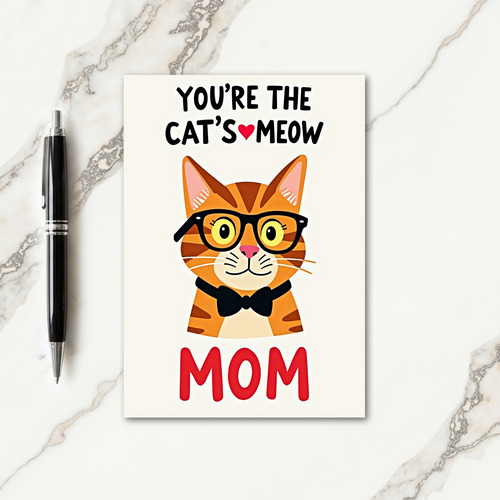 Cats Meow Mothers Day Illustration Card