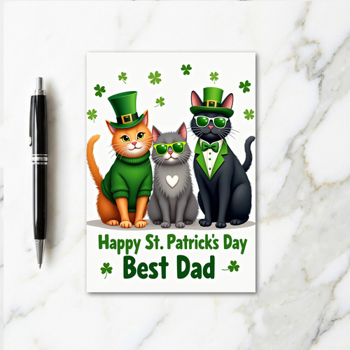 Cats St Patricks Day Best Dad Card