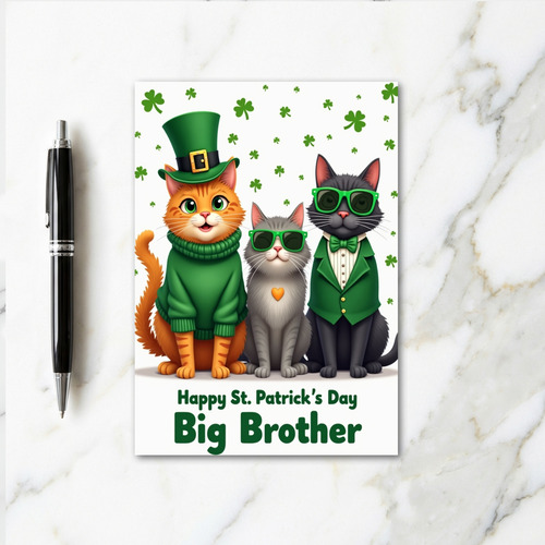 Cats St Patricks Day Big Brother Card