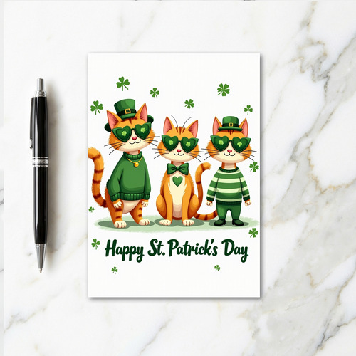 Cats St Patricks Faux Gold Foil Card