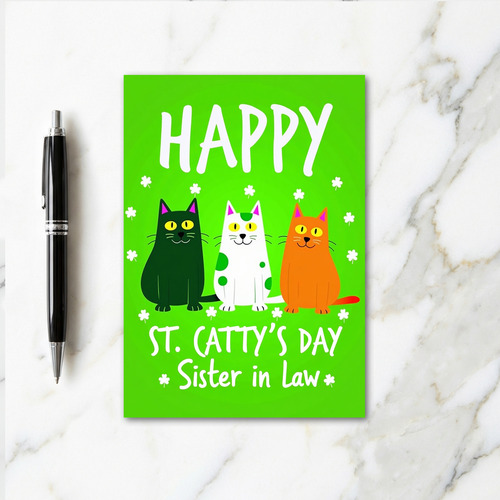 Cats St Pattys Day Sister In Law Card