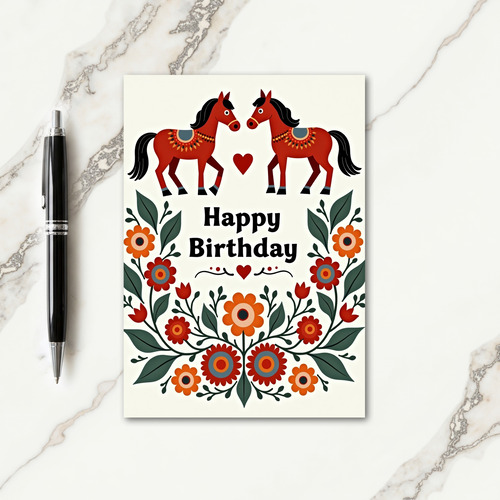 Celebration Folk Art Horse Card