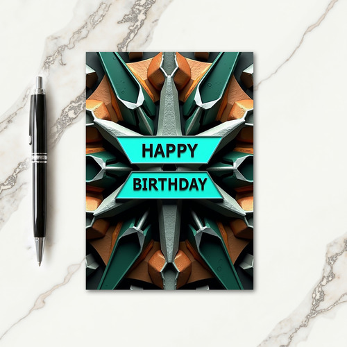 Celebration Geometric Aqua Card