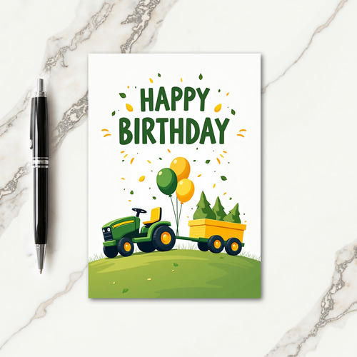 Celebration Tractor Balloons Card