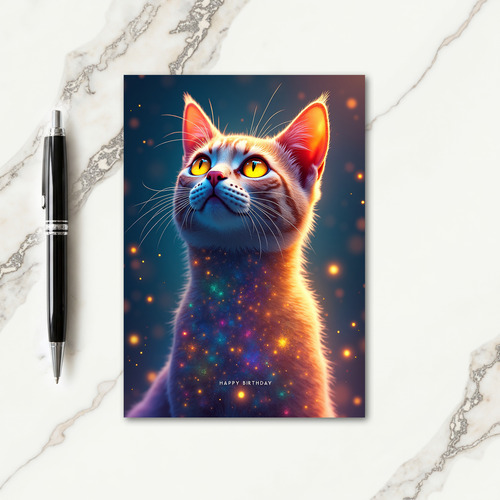 Celestial Cat Birthday Card