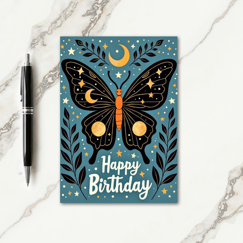 Celestial Winged Birthday Card