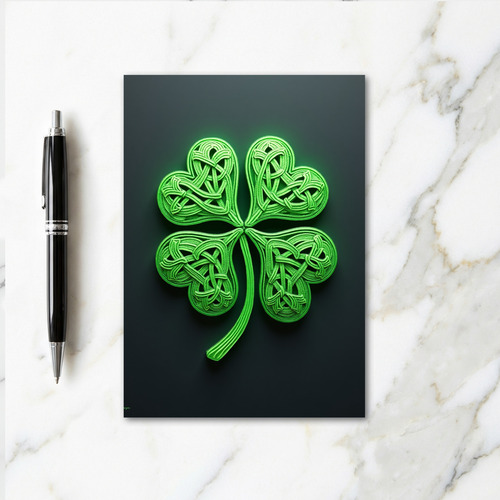 Celtic Clover Knotwork Luck Card