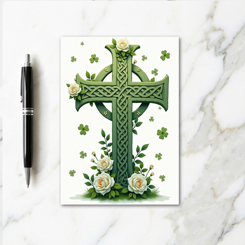 Celtic Cross Roses Greeting Card