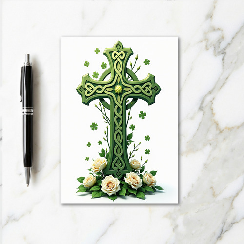 Celtic Cross Roses Luck Art Card