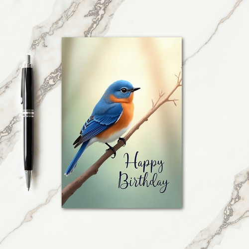 Cerulean Bird Birthday Card