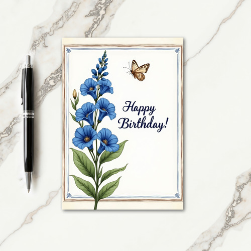 Cerulean Floral Birthday Card