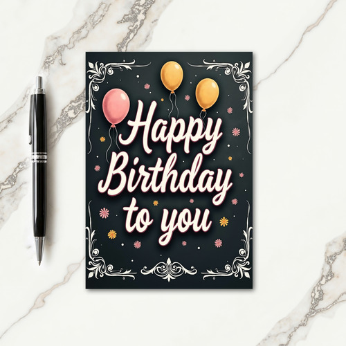 Chalkboard Script Birthday Card