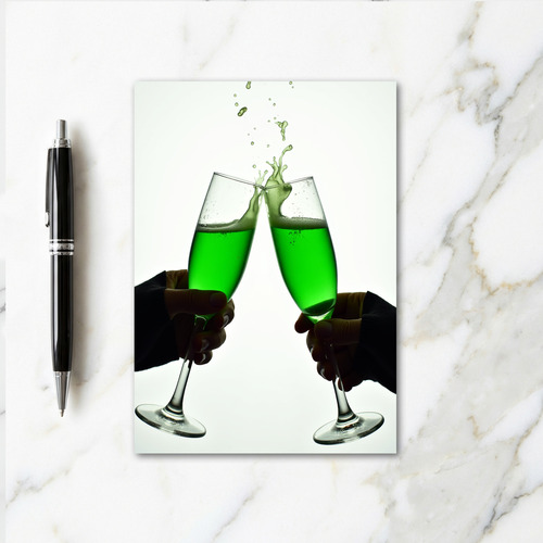 Champagne Toast Green Splash Card
