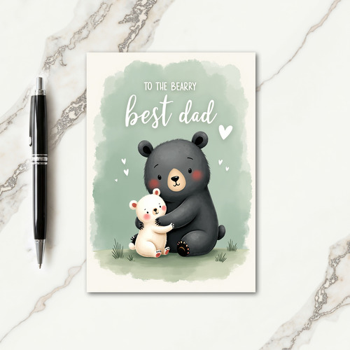 Charcoal Bear Fathers Day Love Card
