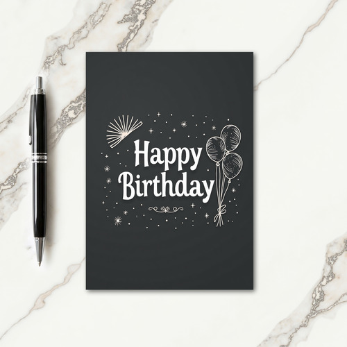 Charcoal Script Birthday Card