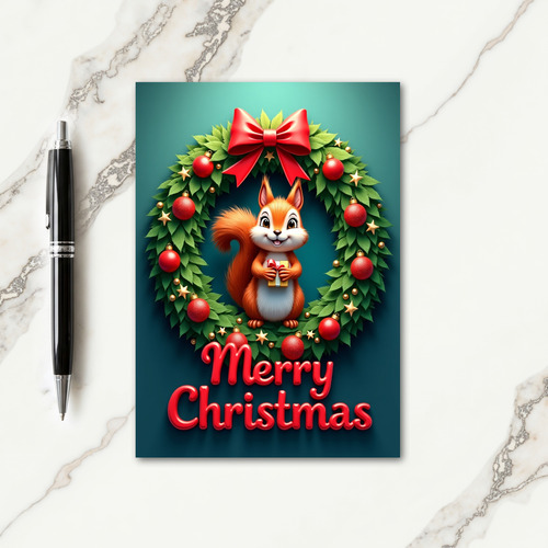 Charming Animal Wreath Card