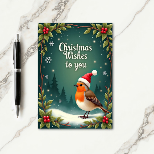 Charming Bird Snow Christmas Card