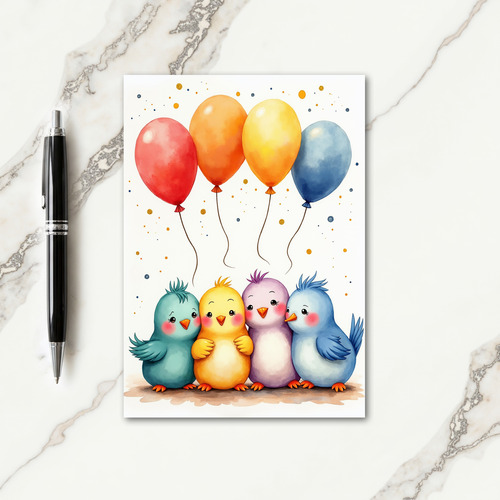 Charming Birds Birthday Card