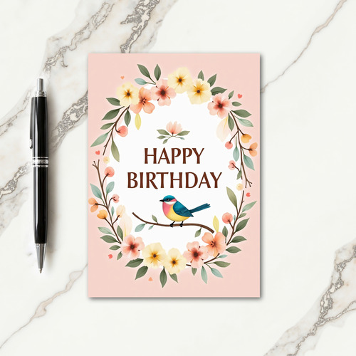 Charming Birthday Botanical Bird Card