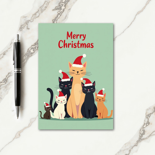 Charming Christmas Cat Art Card