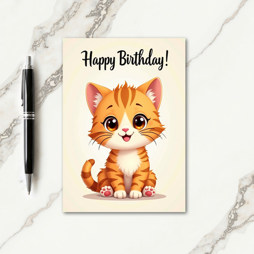 Charming Kitten Birthday Card