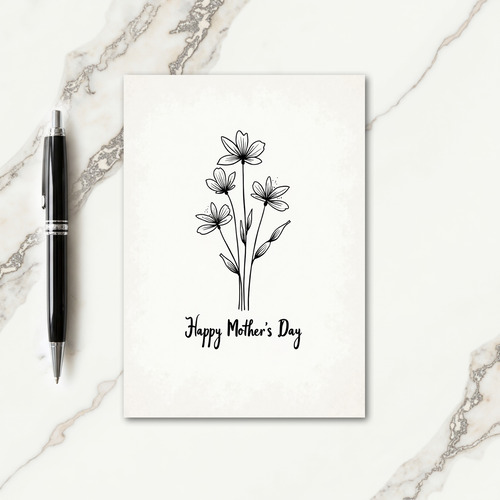 Charming Line Art Mothers Day Card