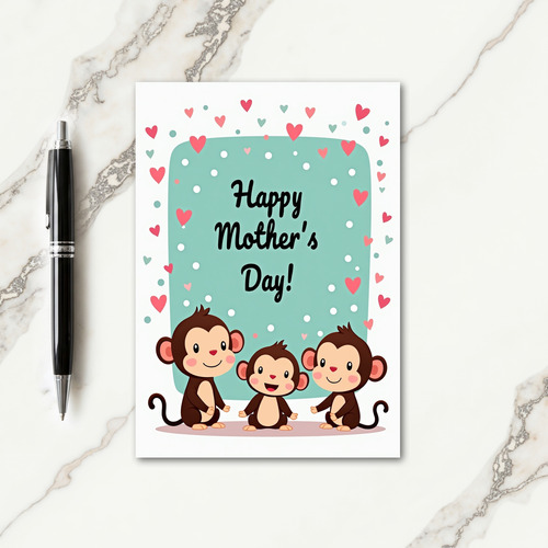 Charming Monkeys Mothers Day Card