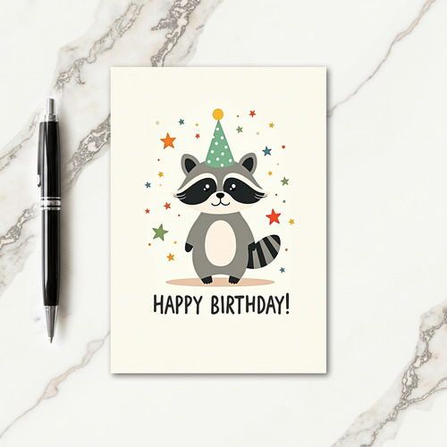 Charming Party Hat Animal Card