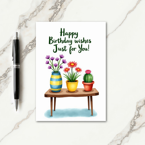 Charming Potted Plant Birthday Card