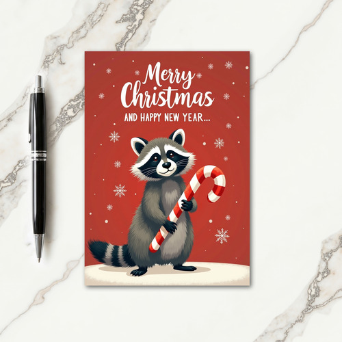Charming Raccoon Christmas Card