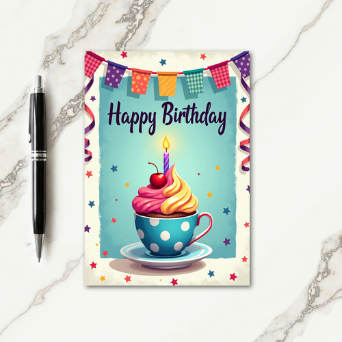 Charming Teacup Birthday Card