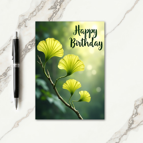 Chartreuse Leaf Birthday Card